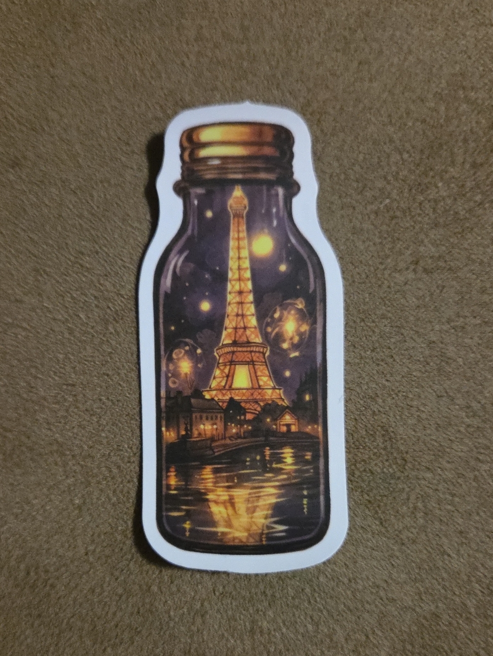 Sticker - Eiffel Tower at Night in a Bottle